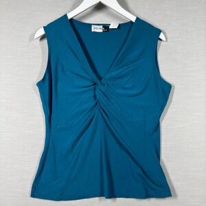 Vintage Studio JPR Top Womens Large Blue Twist Casual Classic Office Business